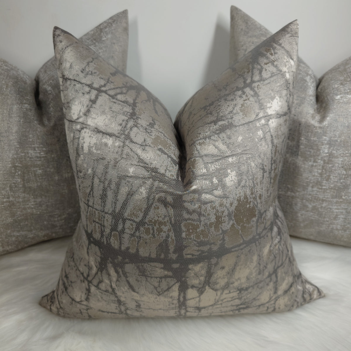 John Lewis Kyla Fabric cushion cover Silver/Grey Abstract Tile