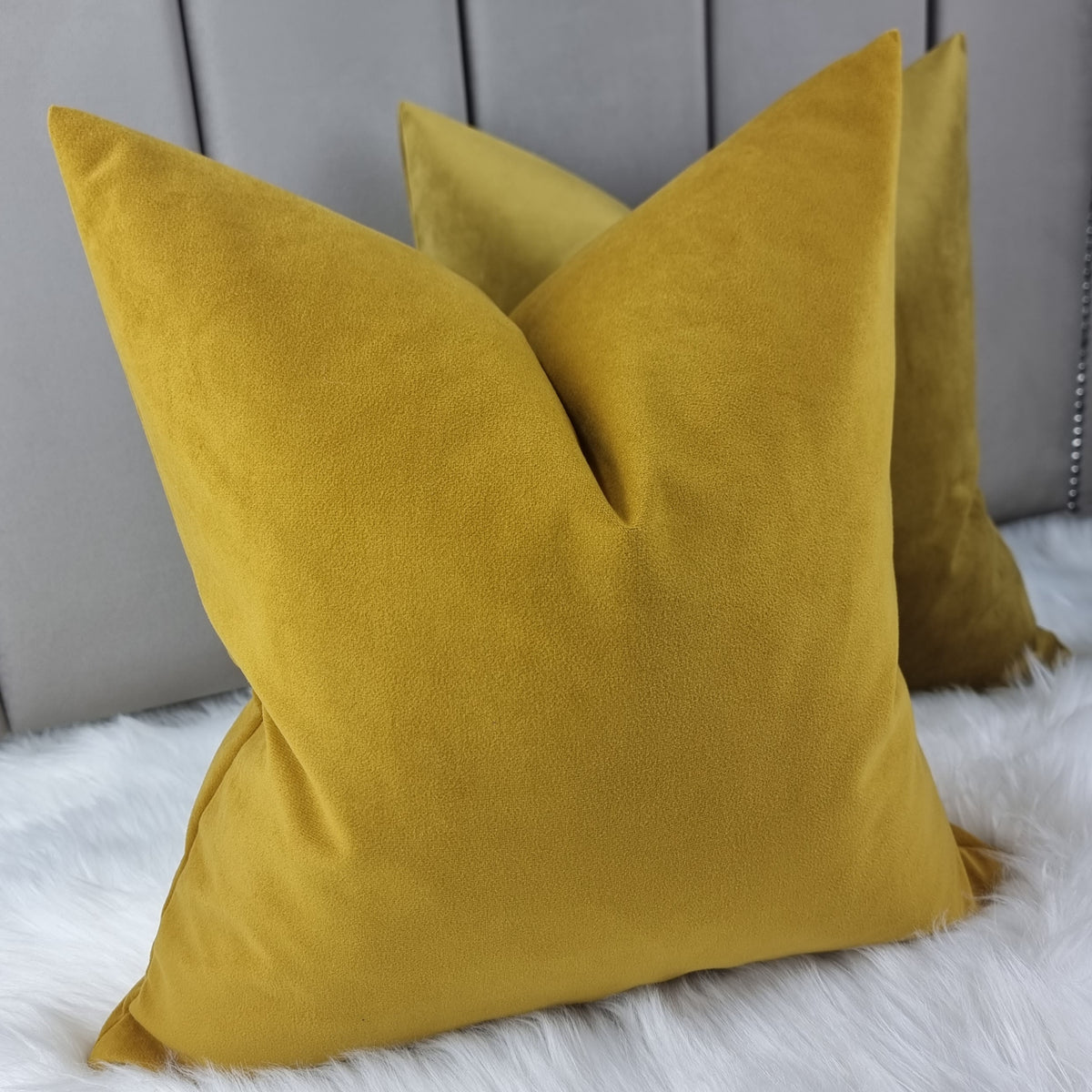 John Lewis Luxury Knitted Velvet in Golden Yellow Fabric Cushion Cover