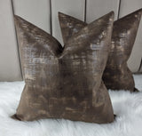 Milan in Chocolate Brown Gold Distressed look Velvet Cushion Cover