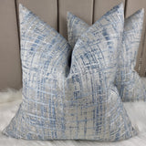 FUSION SILVER & DENIM BLUE  CUSHION COVER DOUBLE SIDED GLAMOROUS BOUTIQUE STYLE