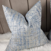 FUSION SILVER & DENIM BLUE  CUSHION COVER DOUBLE SIDED GLAMOROUS BOUTIQUE STYLE