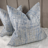 FUSION SILVER & DENIM BLUE  CUSHION COVER DOUBLE SIDED GLAMOROUS BOUTIQUE STYLE