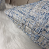 FUSION SILVER & DENIM BLUE  CUSHION COVER DOUBLE SIDED GLAMOROUS BOUTIQUE STYLE