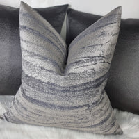 Luxury Midnight Horizon Cushion Cover in Blue and Silver Grey