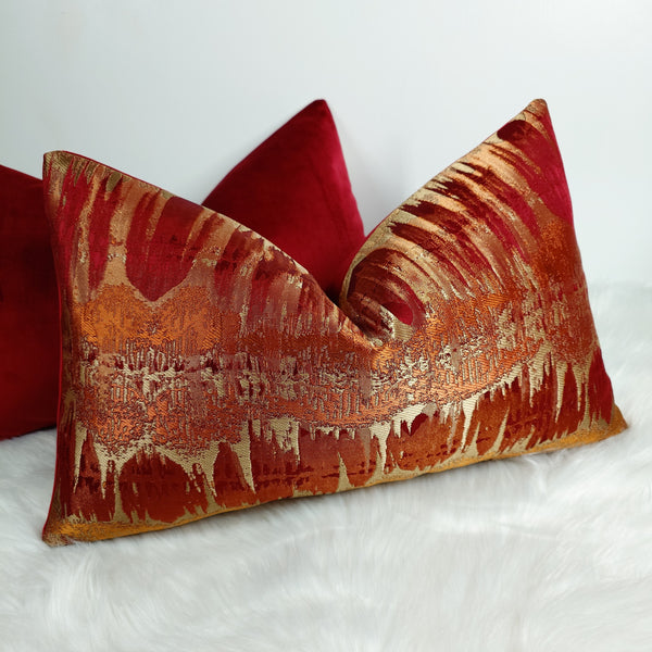 12"x20" INCA  Burnt Red/Orange Cushion Cover Aztec design