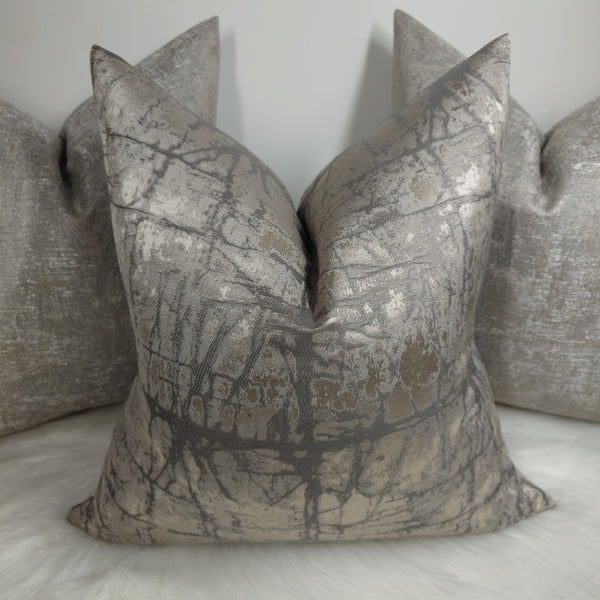 John Lewis Kyla Fabric cushion cover Silver/Grey Abstract Tile Design.