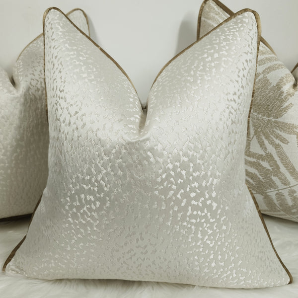 Astar Ivory Cushion cover, Piped in Bronze Gold.