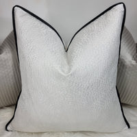 BLACK PIPED TOPAZ WHITE CUSHION COVER DOUBLE SIDED GLAMOROUS BOUTIQUE STYLE