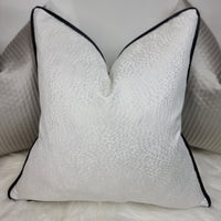 BLACK PIPED TOPAZ WHITE CUSHION COVER DOUBLE SIDED GLAMOROUS BOUTIQUE STYLE