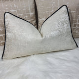 Kidman Cream 12"x20" Cushion Cover Black Satin Piped