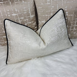 Kidman Cream 12"x20" Cushion Cover Black Satin Piped