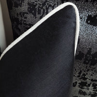 Luxury Noir piped in Silver Streak Luxury Cushion Cover