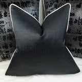 Luxury Noir piped in Silver Streak Luxury Cushion Cover