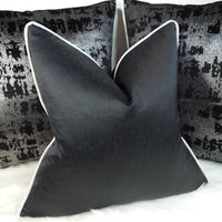 Luxury Noir piped in Silver Streak Luxury Cushion Cover