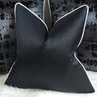 Luxury Noir piped in Silver Streak Luxury Cushion Cover