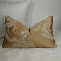 Marble Effect 12"x20" Cushion Cover Piped in Kidman Ivory/White