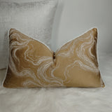 Marble Effect 12"x20" Cushion Cover Piped in Kidman Ivory/White