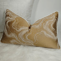 Marble Effect 12"x20" Cushion Cover Piped in Kidman Ivory/White