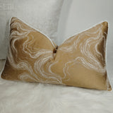 Marble Effect 12"x20" Cushion Cover Piped in Kidman Ivory/White