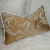 Marble Effect 12"x20" Cushion Cover Piped in Kidman Ivory/White