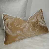 Marble Effect 12"x20" Cushion Cover Piped in Kidman Ivory/White