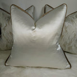 Duchess Ivory piped in Majestic Gold Satin Luxury Cushion Cover