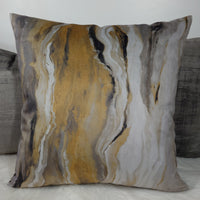 Prestigious Textiles Marble Lava Gilt / Ochre Velvet Fabric Handmade Cushion Cover