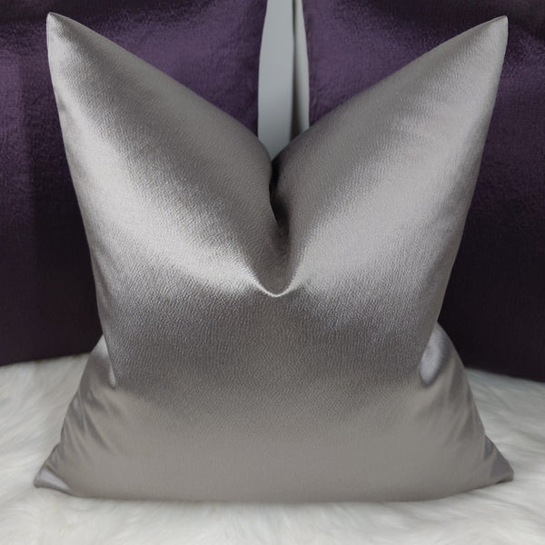 Silver Grey Textured Satin Handmade Cushion Cover