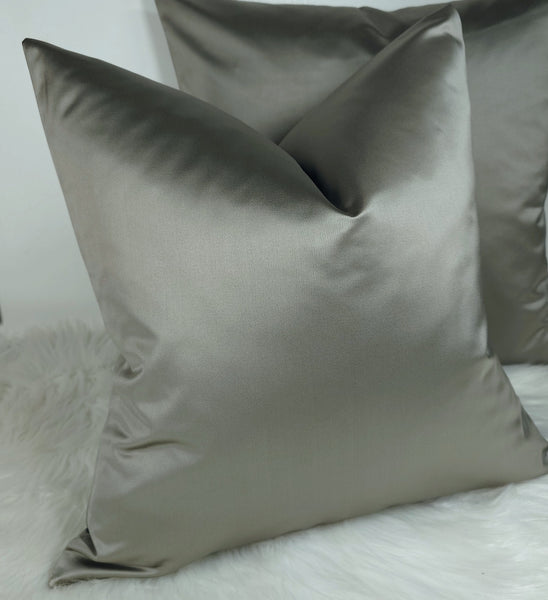 Luxury Elegance Graphite / Grey Satin Cushion cover Fabric, Elegant home decor