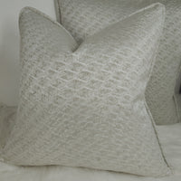 Self Piped Lumina Silver / Putty Textured Cushion Cover