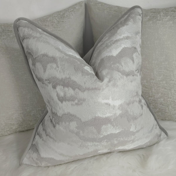 PIPED Heavenly Cloud Silver Luxury Cushion Cover Gorgeous fabric