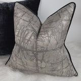 Black piped John Lewis Kyla Fabric cushion cover Silver/Grey Abstract Tile Design.