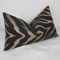 12"x20" Zebra Bronze Handmade Cushion Cover Animal Print