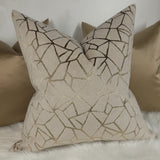 Zurich Geometric Sandstone Gold Velvet Cushion cover