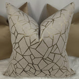 Zurich Geometric Sandstone Gold Velvet Cushion cover