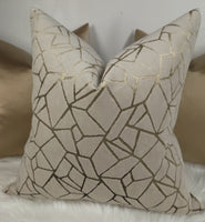 Zurich Geometric Sandstone Gold Velvet Cushion cover