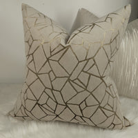 Zurich Geometric Sandstone Gold Velvet Cushion cover