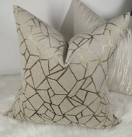 Zurich Geometric Sandstone Gold Velvet Cushion cover