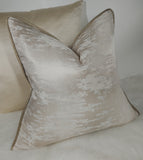 PIPED Moonstone Marble Luxury Cushion Cover Textured piped in Antique Gold fabric