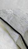 Silver Abstract Black Satin Piped Luxury Cushion Cover