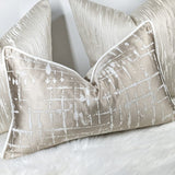 Ivory piped Lustrous in Champagne Gold Cushion Cover Rectangular pillow case