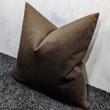 Chocolate brown Cushion Cover in Knitted Velvet Fabric
