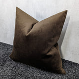 Chocolate brown Cushion Cover in Knitted Velvet Fabric