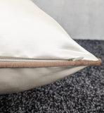 Duchess Ivory Cream piped in Copper Brown Satin Luxury Cushion Cover