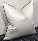 Duchess Ivory Cream piped in Copper Brown Satin Luxury Cushion Cover
