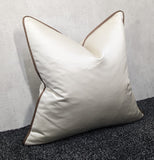 Duchess Ivory Cream piped in Copper Brown Satin Luxury Cushion Cover