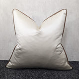 Duchess Ivory Cream piped in Copper Brown Satin Luxury Cushion Cover