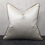 Duchess Ivory Cream piped in Copper Brown Satin Luxury Cushion Cover