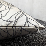 Leaf Design Pillow Cover Champagne Silver Decorative Throw Pillow Black Piped Edge Option  Modern Sofa Decor Handmade Cushion Cover
