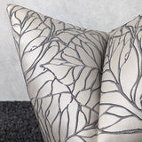 Leaf Design Pillow Cover Champagne Silver Decorative Throw Pillow Black Piped Edge Option  Modern Sofa Decor Handmade Cushion Cover